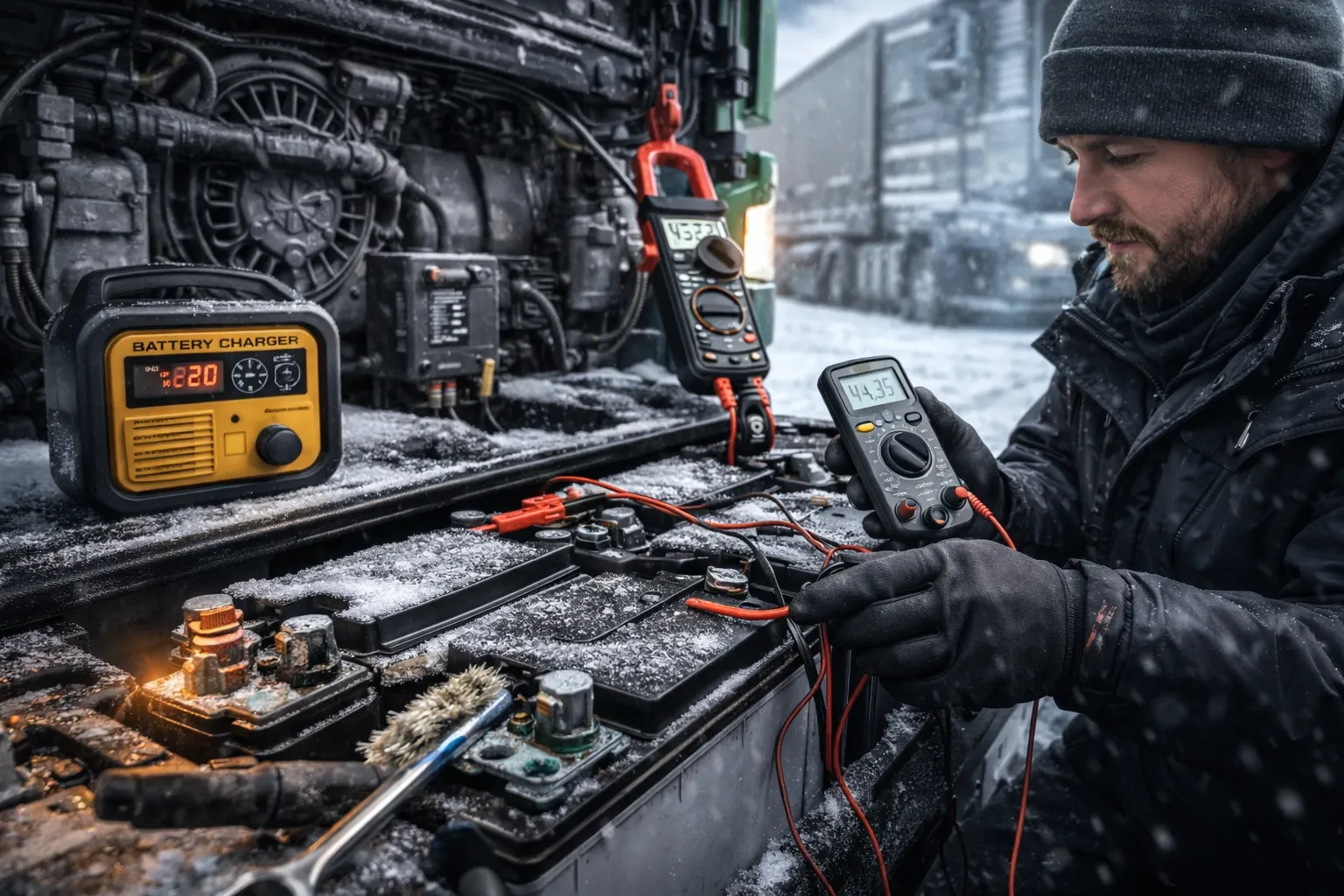 Аккумулятор грузовика зимой: диагностика, заряд и выбор