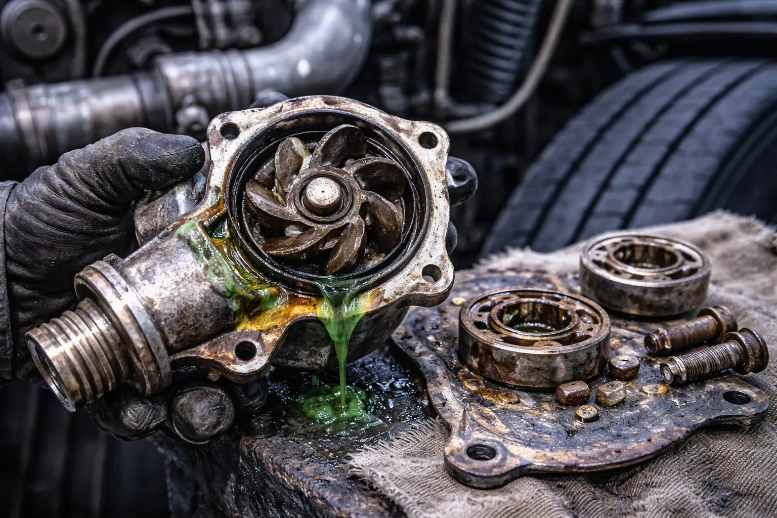 Причины неисправности водяного насоса у автобусов