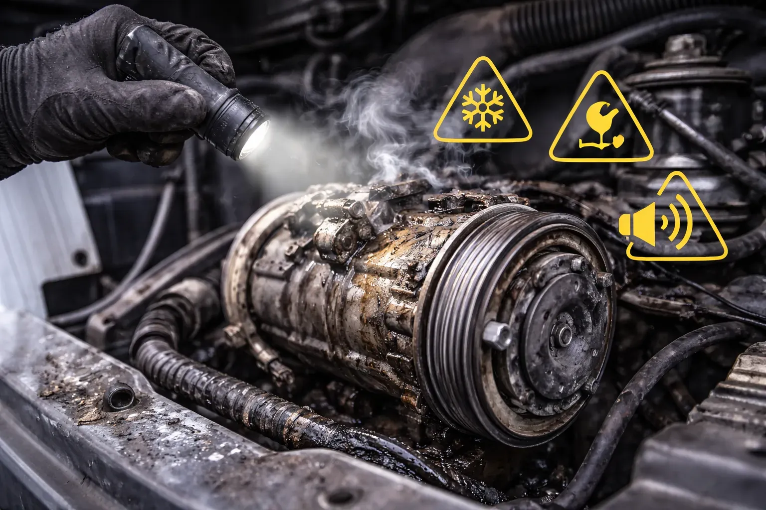 Признаки выхода из строя компрессора системы кондиционирования 