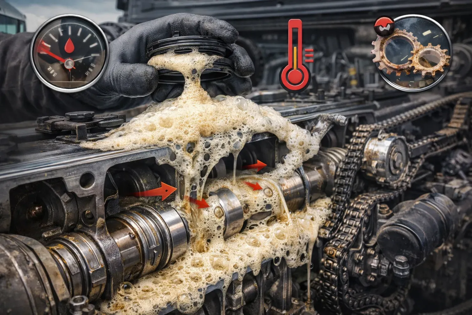 Масляная пена — признаки проблемы в двигателе грузовика