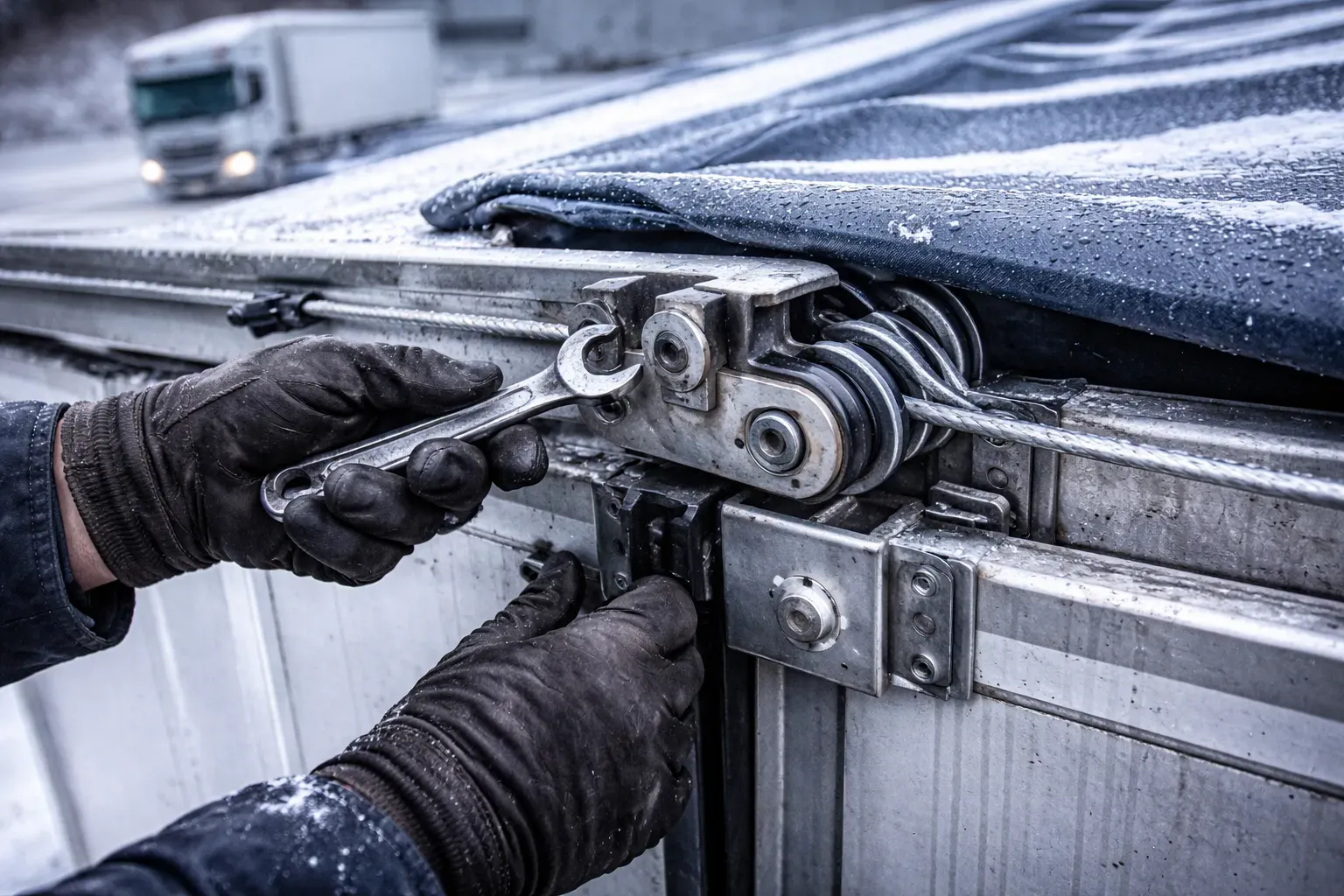 Сдвижная крыша полуприцепа: обслуживание перед дождями и снегом