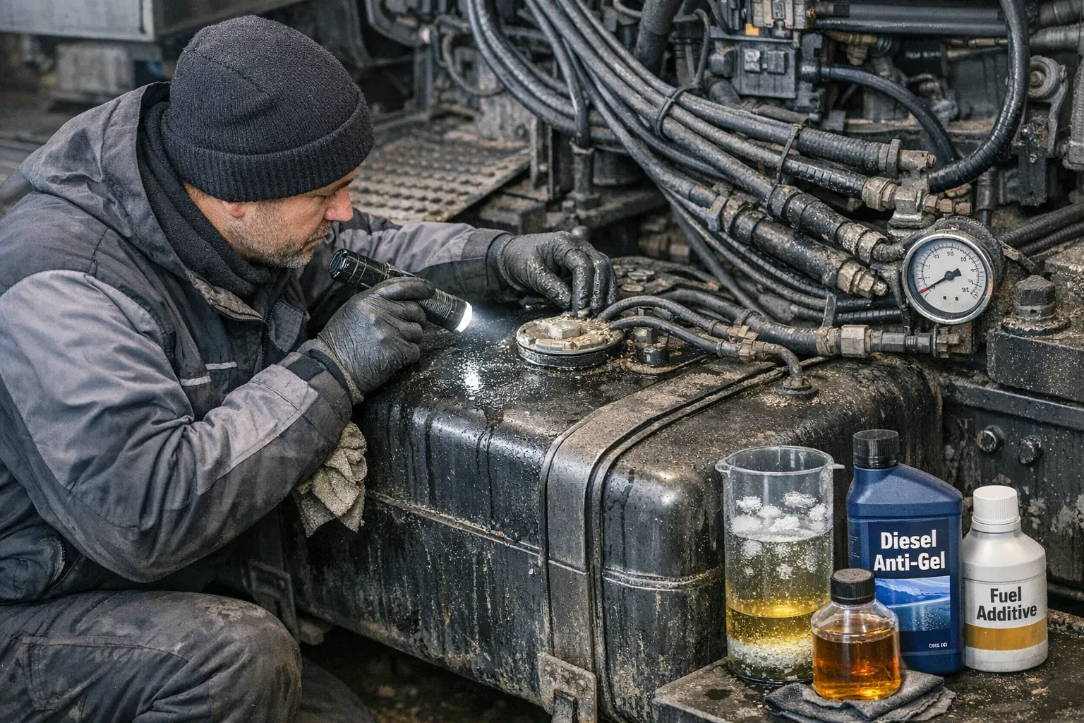Проверка топливной системы перед дальним рейсом грузовика