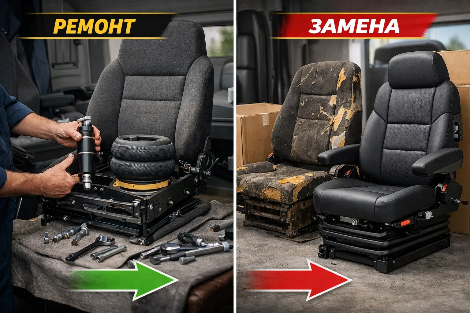 Сиденье в кабине грузовика: как понять, что пора ремонтировать