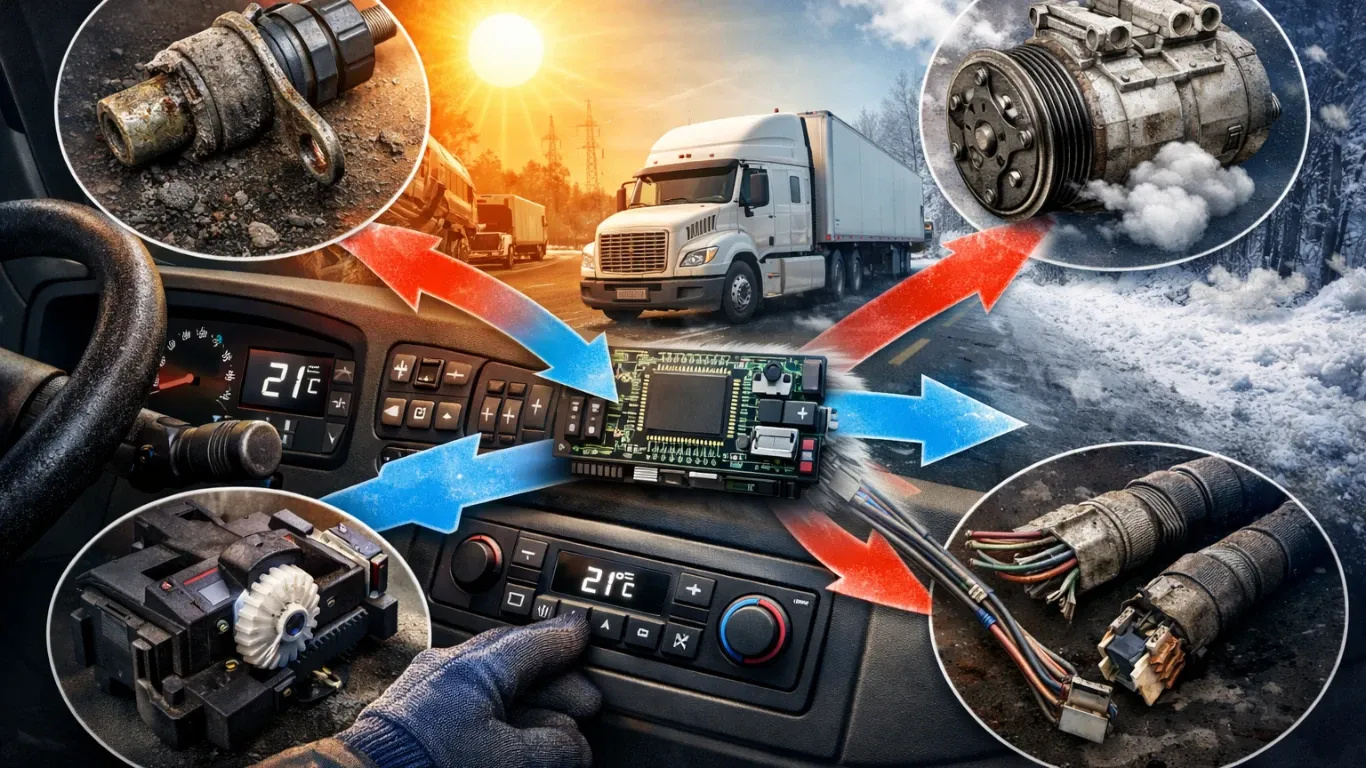 Климат-контроль в грузовике: типовая логика работы и где чаще ломается
