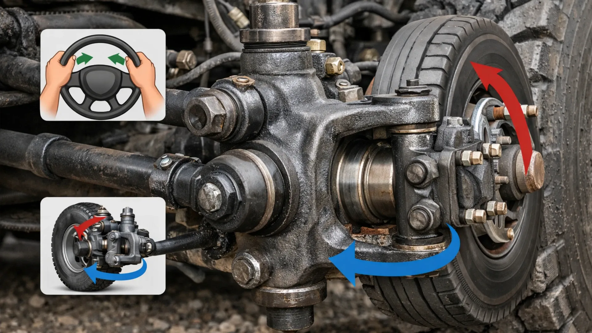 Поворотные кулаки переднего моста грузовика