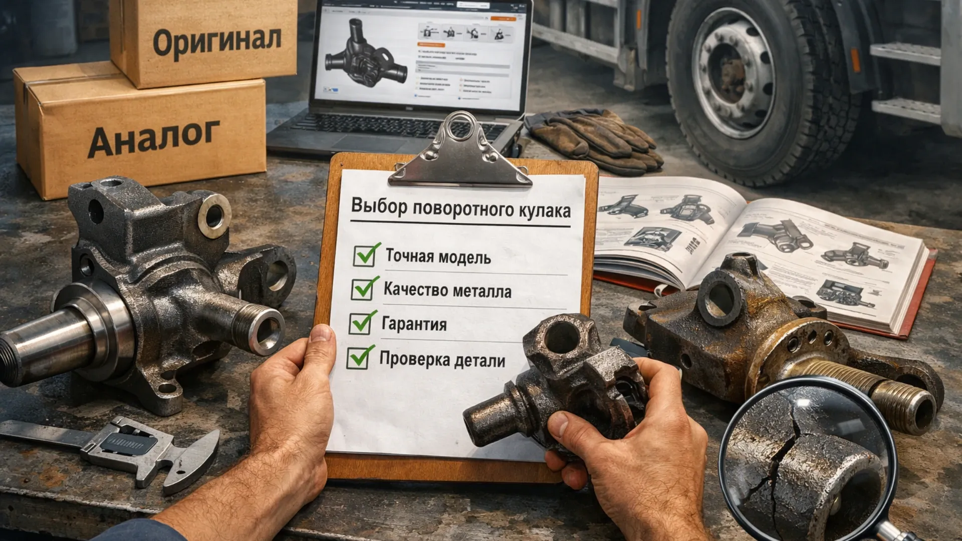 Поворотные кулаки переднего моста грузовика