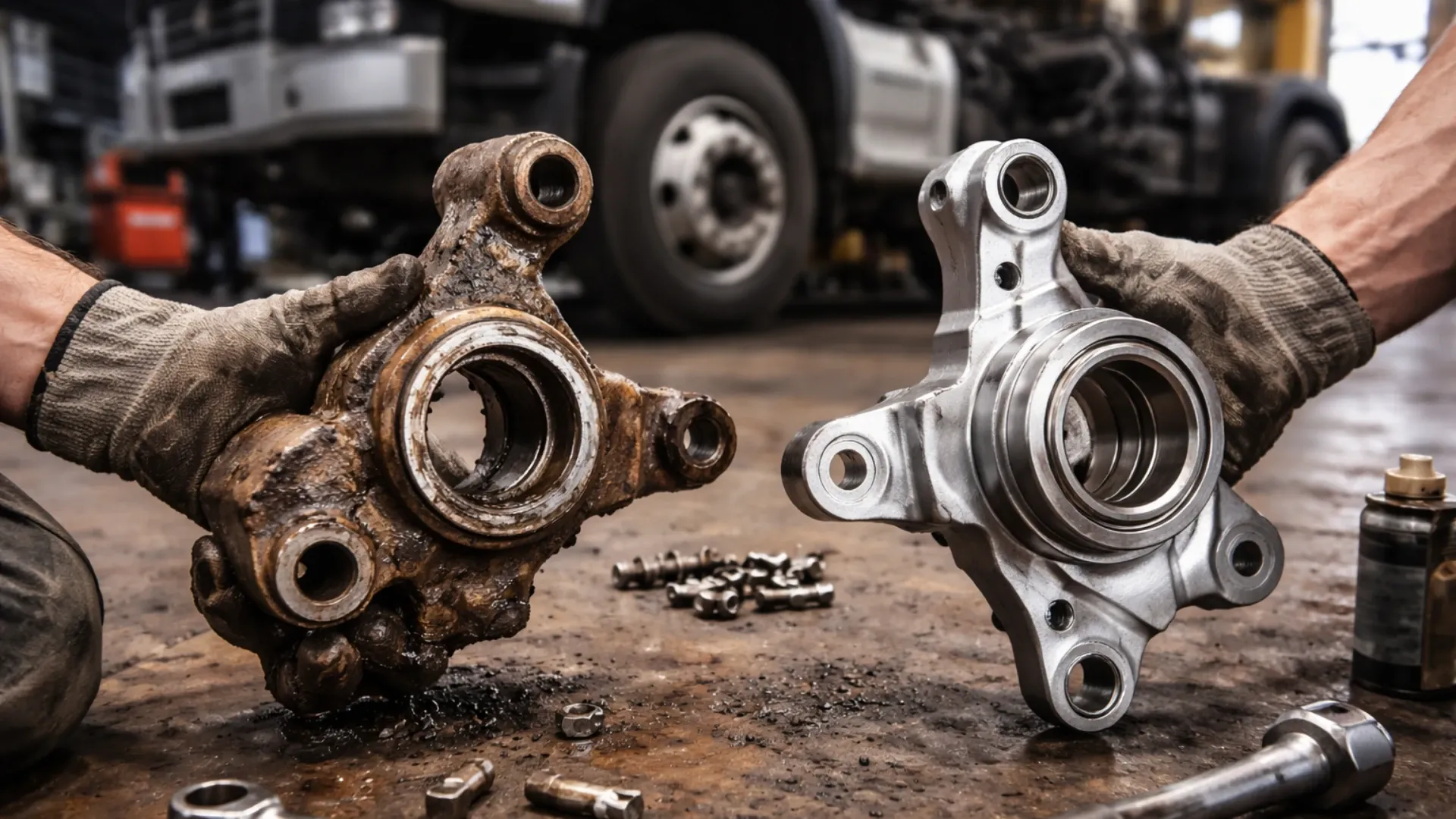 Поворотные кулаки переднего моста грузовика