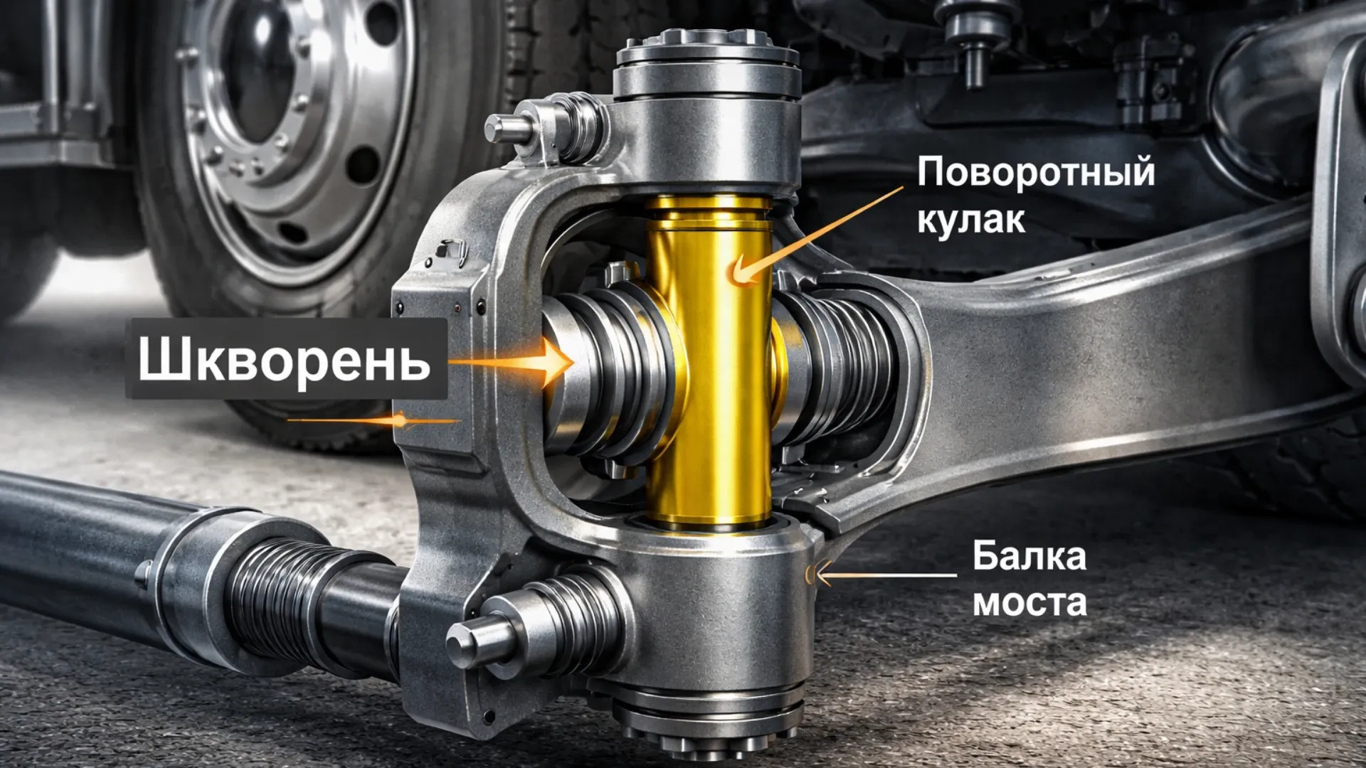 Шкворни переднего моста грузовика: роль, признаки неисправности
