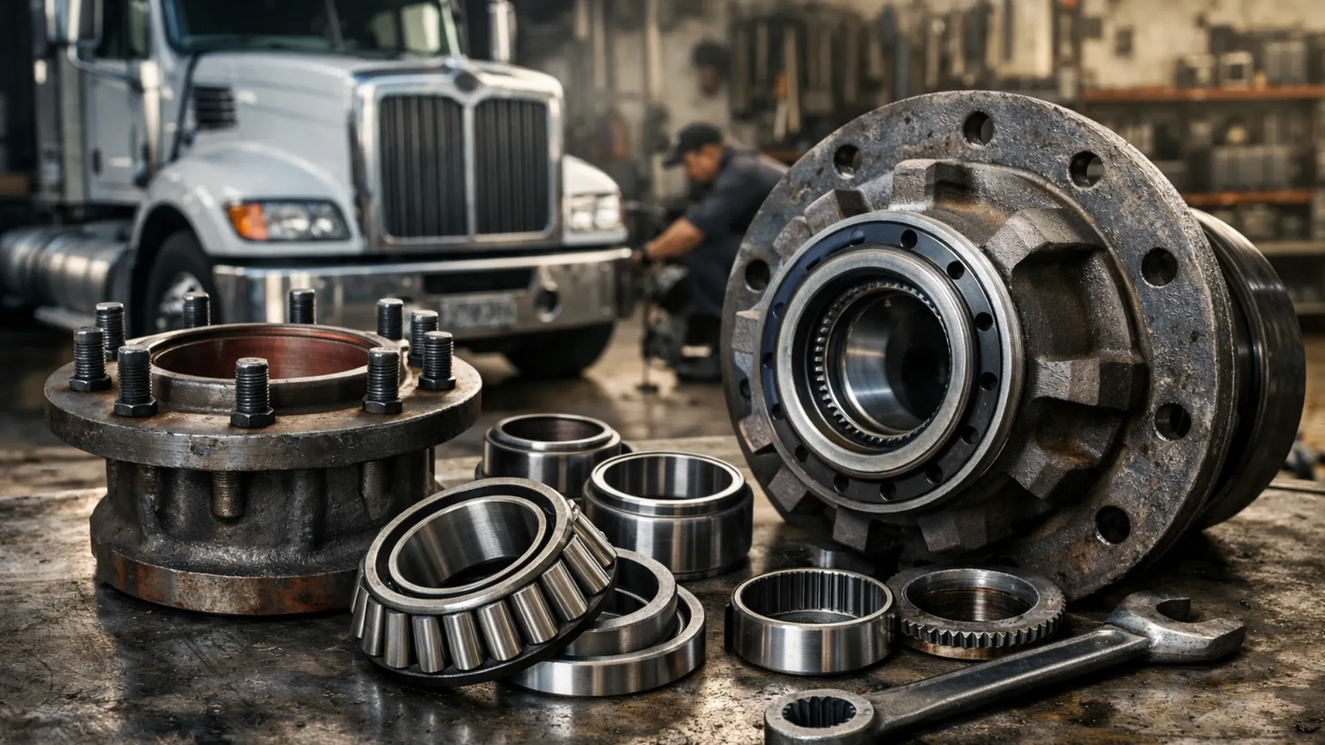 Ступицы и подшипники переднего моста грузовика